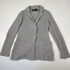 Cividini Blazer Jacket Womens 42 Light Gray Knit Cotton Blend Made Italy Pockets